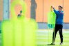 Switzerland's head coach Murat Yakin attends a closed training session of Swiss national soccer team in preparation for the FIFA World Cup Qatar 2022 at the University of Doha for Science and Technology training facilities, in Doha, Qatar, Monday, Nov. 21, 2022. (Laurent Gillieron/Keystone via AP)