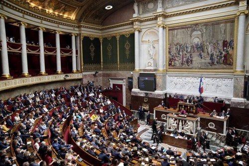 FILE- French Prime Minister Elisabeth Borne delivers a speech in the National Assembly in Paris, France, July 6, 2022. Lawmakers in France's lower house of parliament began debating a proposal Thursday, Nov. 24, 2022, to enshrine abortion rights in the country’s constitution, the first step in a lengthy and uncertain legislative battle prompted by the rollback of abortion rights in the United States. (AP Photo/Christophe Ena, File)