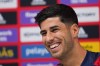 Spain's Marco Asensio during a news conference at Qatar University, in Doha, Qatar, Thursday, Nov. 24, 2022. (AP Photo/Julio Cortez)