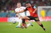 Belgium forward Eden Hazard (10) plays the ball as Canada defender Alistair Johnston (2) defends during first half Group F World Cup soccer action at Ahmad bin Ali Stadium in Al Rayyan, Qatar, on Wednesday, Nov. 23, 2022. THE CANADIAN PRESS/Nathan Denette