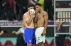 Gio Reyna of the United States, left, talks with England's Jude Bellingham at the end of the World Cup group B soccer match between England and The United States, at the Al Bayt Stadium in Al Khor , Qatar, Friday, Nov. 25, 2022. (AP Photo/Julio Cortez)