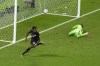 Canada's Alphonso Davies scores his side's opening goal during the World Cup group F soccer match between Croatia and Canada, at the Khalifa International Stadium in Doha, Qatar, Sunday, Nov. 27, 2022. THE CANADIAN PRESS/AP-Themba Hadebe
