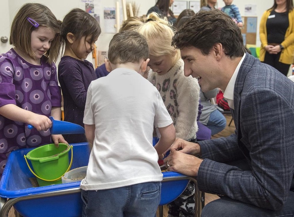 Prime Minister Justin Trudeau visits Origins Natural Learning Childcare Center in Quispamsis, N.B. on Thursday, Jan. 24, 2019. Families across Nunavut are now paying an average of $10 a day for child care under a Canada-wide plan.THE CANADIAN PRESS/Andrew Vaughan