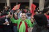 Morocco soccer fans react while watching their national team beat Beglium 2-0 at a World Cup soccer match played in Qatar, in Rabat, Morocco, Sunday, Nov. 27, 2022. (AP Photo)