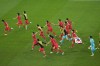 South Korea's team players celebrate after the World Cup group H soccer match between South Korea and Portugal, at the Education City Stadium in Al Rayyan, Qatar, Friday, Dec. 2, 2022. (AP Photo/Darko Bandic)