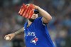 Toronto Blue Jays starting pitcher Alek Manoah (6) pitches against the Seattle Mariners during third inning American League wild card MLB post-season baseball action in Toronto on Friday, Oct. 7, 2022.&nbsp;Manoah has been named to the all-MLB first team on Monday. THE CANADIAN PRESS/Nathan Denette