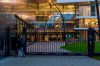 A person enters the headquarters of the German Football Association (DFB) in Frankfurt, Germany, Wednesday, Dec. 7, 2022. German soccer faces a day of destiny amid questions over the futures of both national team coach Hansi Flick and league chief executive Donata Hopfen. The German soccer federation is meeting Wednesday to discuss the fallout from Germany’s early World Cup exit. (Andreas Arnold/dpa via AP)