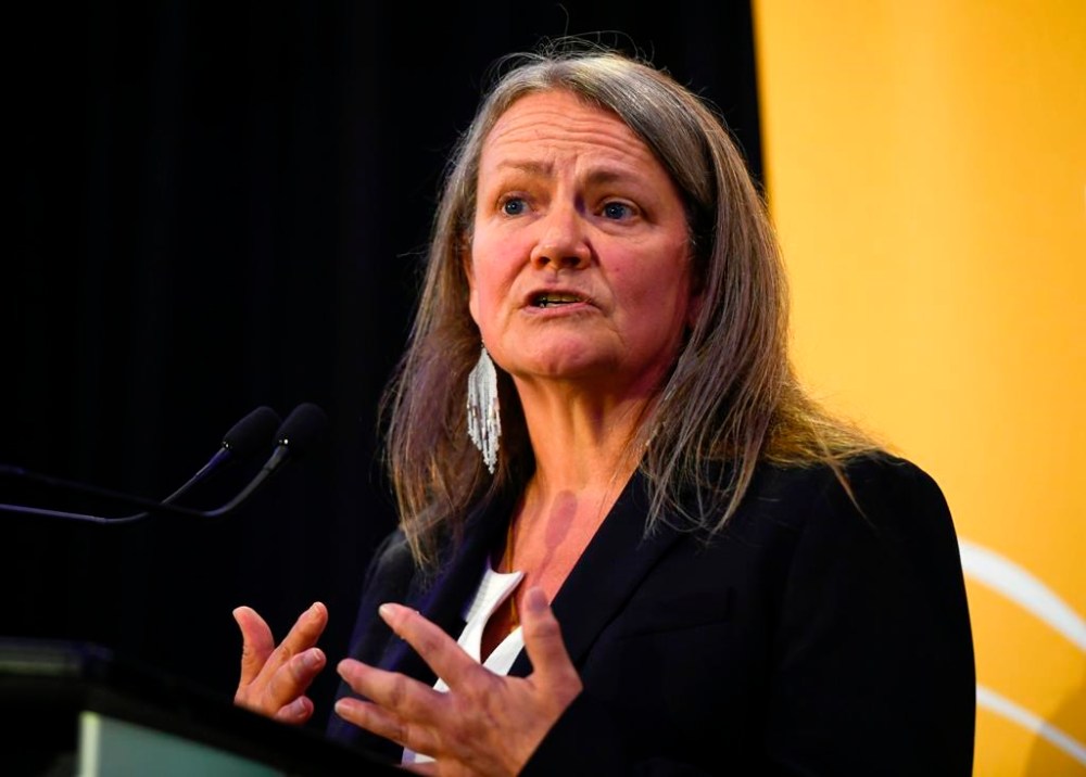 Kimberly Murray speaks after being appointed as Independent Special Interlocutor for Missing Children and Unmarked Graves and Burial Sites associated with Indian Residential Schools, at a news conference in Ottawa, on Wednesday, June 8, 2022. Murray says Winnipeg police's decision not to search a landfill for the remains of two Indigenous women is a