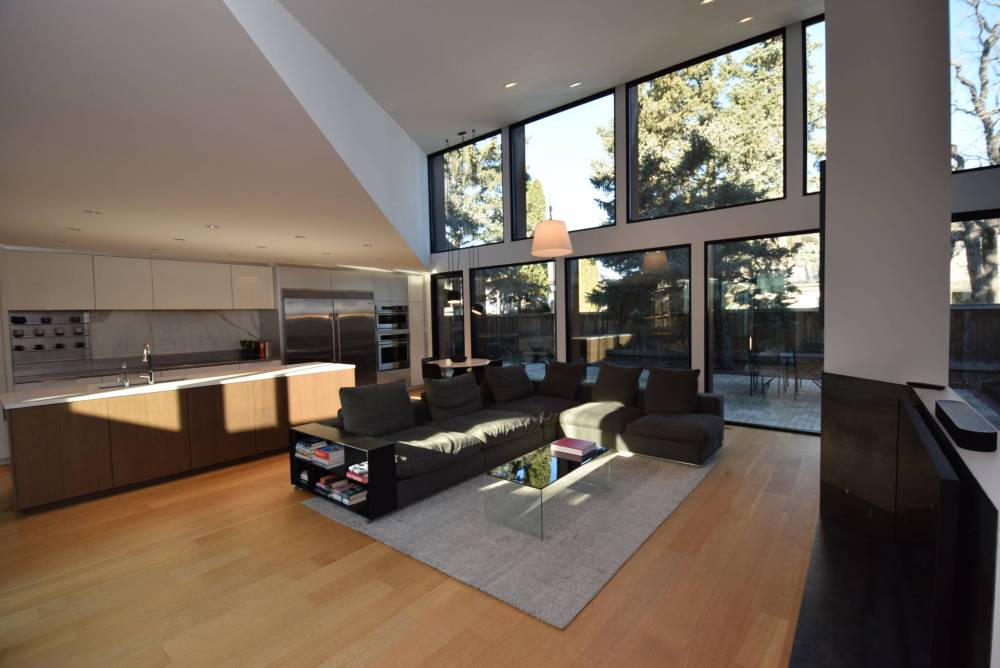 The great room and kitchen is a shared space that’s filled with a functional wow factor.