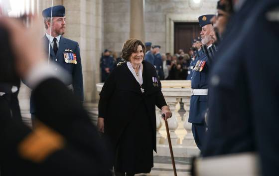Lt.-Gov. Anita Neville (centre) will open the third session of the 43rd legislature today. (Ruth Bonneville / Free Press files)