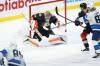 John Gibson stops a shot from Sam Gagner during the first period. (John Woods / The Canadian Press)