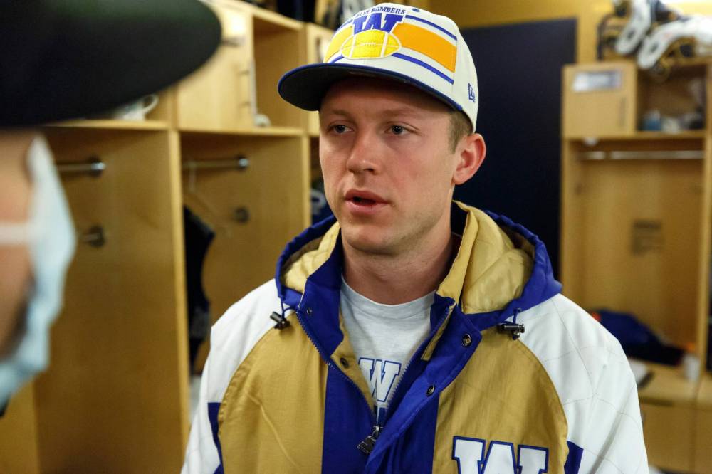 MIKE DEAL / WINNIPEG FREE PRESS
                                Short-yardage quarterback Dakota Prukop admitted Tuesday he’s lost sleep over the interception he threw in the fourth quarter in Sunday’s Grey Cup.