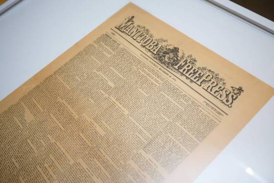 An original first edition of the Manitoba Free Press, published November 30, 1872. (Mike Deal / Free Press)