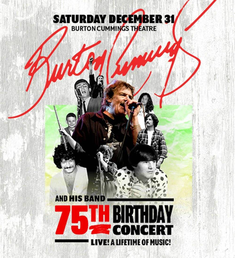 The poster for Cummings’ 75th birthday concert shows the singer at different stages of his career.