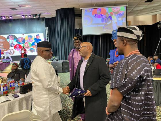 The Asa Museum opened on Nov. 25. Nigeria's High Commissioner to Canada Yinka Asekun (left) greets the Deputy Mayor of Winnipeg Markus Chambers at the Asa Day event. (Media Vaccine)