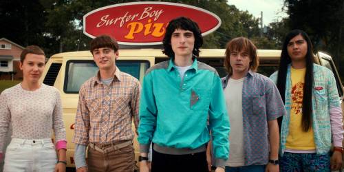 Netflix
                                This image released by Netflix shows, from left, Millie Bobby Brown as Eleven, Noah Schnapp as Will Byers, Finn Wolfhard as Mike Wheeler, Charlie Heaton as Jonathan Byers, and Eduardo Franco as Argyle in 'Stranger Things'; The series was nominated for 13 Emmy Awards including one for best drama series.