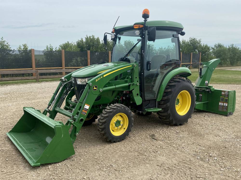 Photos by Marc LaBossiere / Winnipeg Free Press
The John Deere 3-Series 3046R is equipped with a climate-controlled cab, 74-inch rear Frontier snowblower, and 54-inch loader bucket.