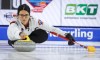 Canada skip Kerri Einarson makes a shot during the women's bronze medal game against the United States at the Pan Continental Curling Championships in Calgary, Alta., Sunday, Nov. 6, 2022. Kerri Einarson kept her undefeated run going with a third straight win, defeating Clancy Grandy 8-4 at the Grand Slam of Curling's Masters competition on Thursday night. THE CANADIAN PRESS/Jeff McIntosh