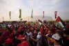 Moroccan supporters arrive ahead of the World Cup quarterfinal soccer match between Morocco and Portugal, at Al Thumama Stadium in Doha, Qatar, Saturday, Dec. 10, 2022. (AP Photo/Jorge Saenz)