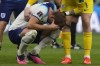 England's Harry Kane reacts after the World Cup quarterfinal soccer match between England and France, at the Al Bayt Stadium in Al Khor, Qatar, Sunday, Dec. 11, 2022. (AP Photo/Frank Augstein)