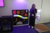 Raana Smith, co-founder of Sensory Souk, speaks during a demonstration of a sensory room at the Lusail Stadium in Lusail, Qatar, Saturday, Dec. 10, 2022. The 