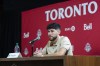 Toronto FC midfielder Jonathan Osorio speaks during a press conference in Toronto on Tuesday, December 13, 2022. Osorio, whose contract with Toronto FC had expired, has signed a new three-year contract plus a 2026 option with Toronto, using targeted allocation money. THE CANADIAN PRESS/Eduardo Lima