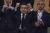 French president Emmanuel Macron gestures during the World Cup semifinal soccer match between France and Morocco at the Al Bayt Stadium in Al Khor, Qatar, Wednesday, Dec. 14, 2022. (AP Photo/Manu Fernandez)
