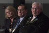 Commissioner Justice Murray Sinclair, Commissioner Chief Wilton Littlechild and Commissioner Marie Wilson (right to left) listen to a speaker as the final report of the Truth and Reconciliation commission is released, Tuesday, Dec. 15, 2015 in Ottawa. Seven years later, an Indigenous-led think tank says progress is moving at a “glacial pace.”THE CANADIAN PRESS/Adrian Wyld