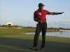 Tiger Woods speaks during the trophy ceremony of the Hero World Challenge PGA Tour at the Albany Golf Club, in New Providence, Bahamas, Sunday, Dec. 4, 2022. (AP Photo/Fernando Llano)
