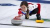 Russia skip Alina Kovaleva makes a shot against Switzerland in the final at the Women's World Curling Championship in Calgary, Alta., Sunday, May 9, 2021.The World Curling Federation has extended a ban on Russia and Belarus from its events through to the end of the 2022-23 season. THE CANADIAN PRESS/Jeff McIntosh