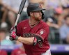 FILE - Arizona Diamondbacks' Jordan Luplow looks on in the seventh inning of a baseball game Aug. 14, 2022, in Denver. The Atlanta Braves signed veteran outfielder Luplow, who has a .213 batting average in six seasons, to a $1.4 million, one-year contract on Monday, Dec. 19, 2022. (AP Photo/David Zalubowski, File)