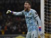 Wolverhampton Wanderers' goalkeeper Jose Sa gestures during the English League Cup soccer match between Wolverhampton Wanderers and Gillingham at Molineux stadium in Wolverhampton, England, Tuesday, Dec. 20, 2022. (AP Photo/Rui Vieira)