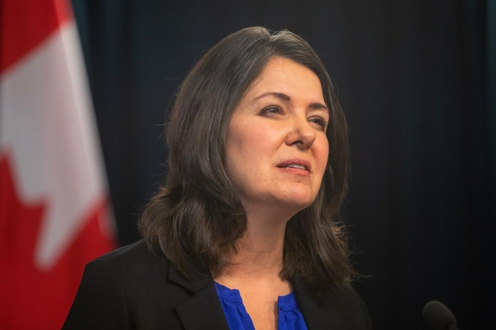 Alberta Premier Danielle Smith speaks at a press conference, in Edmonton, on Tuesday, Nov. 29, 2022. The Alberta government is hoping to improve ambulance response times by having community shuttles and wheelchair-accessible taxis transport some patients. THE CANADIAN PRESS/Jason Franson