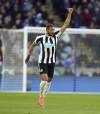 Newcastle United's Joelinton celebrates during the English Premier League soccer match between Newcastle United and Leicester City at the King Power Stadium, in Leicester, England, Monday Dec. 26, 2022. (Mike Egerton/PA via AP)