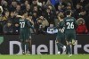 Liverpool players celebrate after Liverpool's Stefan Bajcetic scored his side's third goal during the English Premier League soccer match between Aston Villa and Liverpool at Villa Park in Birmingham, England, Monday, Dec. 26, 2022. (AP Photo/Rui Vieira)