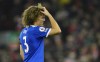 Leicester's Wout Faes reacts during the English Premier League soccer match between Liverpool and Leicester City at Anfield stadium in Liverpool, England, Friday, Dec. 30, 2022. (AP Photo/Jon Super)