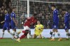 Nottingham Forest's Serge Aurier, centre, celebrates after scoring his side's opening goal during the English Premier League soccer match between Nottingham Forest and Chelsea at City ground in Nottingham, England, Sunday, Jan. 1, 2023. (AP Photo/Rui Vieira)