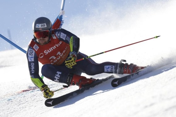 Norway's Aleksander Aamodt Kilde speeds down the course during an alpine ski, men's World Cup giant slalom race, in Adelboden, Switzerland, on Jan. 7. (Giovanni Pizzato / The Associated Press files)