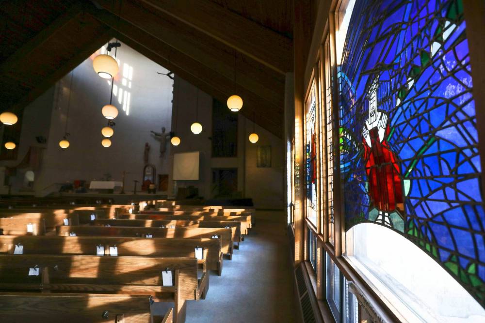 RUTH BONNEVILLE / WINNIPEG FREE PRESS
Light passes through an abstracted modernist version of the Stations of Cross, created by Gaboury.