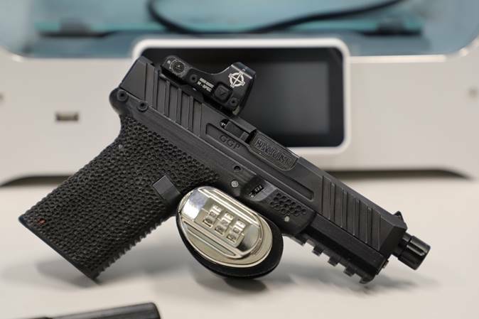 Photo of seized 3D-printed Glock-pattern pistol.