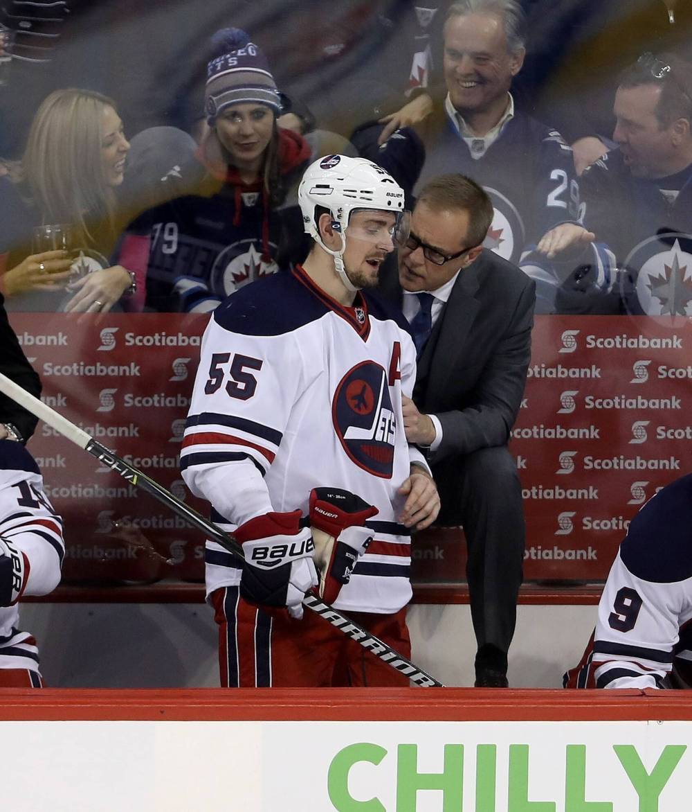 Trevor Hagan / THE CANADIAN PRESS files
                                Jets centre Mark Scheifele and then-head coach Paul Maurice have a discussion on the bench during a game in 2017.