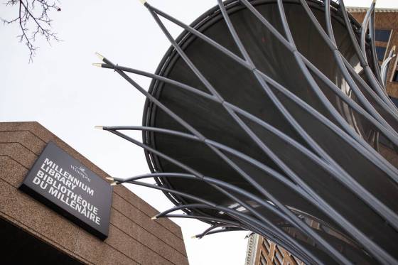 The Millennium Library has been closed since Sunday, after 28-year-old Tyree Cayer was stabbed to death inside the building that afternoon. (Daniel Crump / Winnipeg Free Press files)