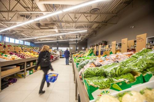 MIKAELA MACKENZIE / WINNIPEG FREE PRESS
                                The produce section at Vic&rsquo;s Market in its new location on Pembina is much expanded.