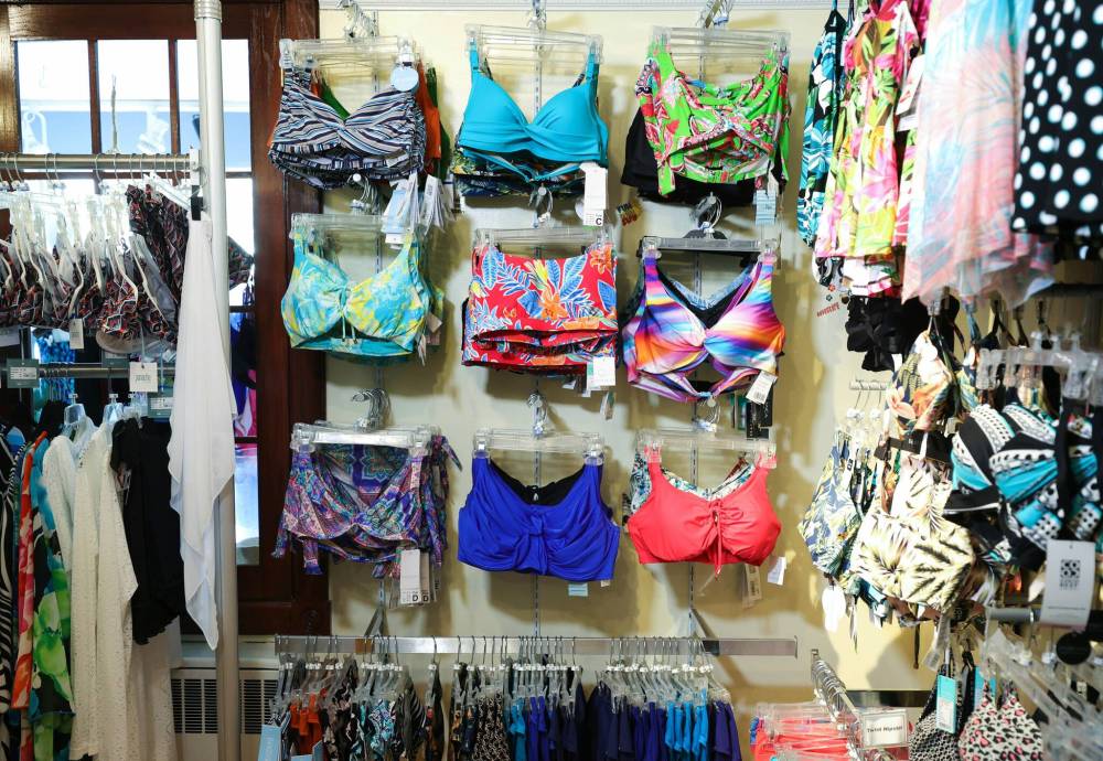 RUTH BONNEVILLE / WINNIPEG FREE PRESS
Bikinis, tankinis, one-pieces — in sizes 2 to 24 — are available to swimmers at Peepers.