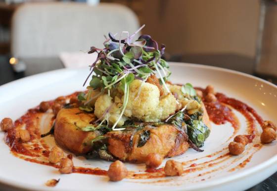 The Chic Pea, Marion Street Eatery' Veg Out entry, is a vegan chickpea frittata with roasted chickpeas, spicy tomato jam, gobi cauliflower, spinach, pesto and caramelized onions. (Supplied)