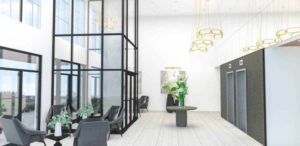 Lobbies will be atrium-like in style with a two-storey ceiling height, huge windows and elegant finishes.