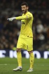 Tottenham's goalkeeper Hugo Lloris reacts during the English Premier League soccer match between Tottenham Hotspur and Aston Villa at Tottenham Hotspur Stadium in London, Sunday, Jan. 1, 2023. (AP Photo/Ian Walton)