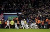 Stevenage's Dean Campbell celebrates scoring his side's second goal during the English FA Cup third round soccer match between Aston Villa and Stevenage at Villa Park, Birmingham, England, Sunday Jan. 8, 2023. (Tim Goode/PA via AP)