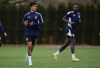 Vancouver Whitecaps defenders Mathias Laborda, front left, and Karifa Yao participate in a drill during the opening day of the MLS soccer team's training camp, in Vancouver, on Monday, January 9, 2023. THE CANADIAN PRESS/Darryl Dyck
