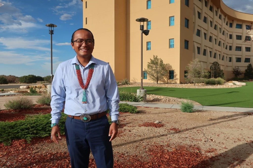 FILE - Buu Van Nygren poses for a photograph before a Navajo Nation Presidential forum at a tribal casino outside Flagstaff, Ariz., on Tuesday, June 21, 2022. Nygren will be sworn in Tuesday, Jan. 10, 2023, as the next president of the vast Navajo Nation. It's a job that will test his ability to make good on promises to deliver water, electricity, and broadband to the tens of thousands who don't have it. (AP Photo/Felicia Fonseca, File)